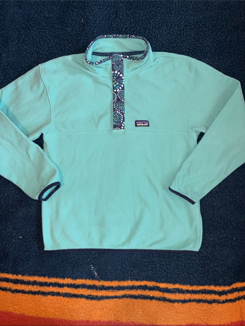 Patagonia kids Mint Green Snap-Front Fleece Pullover